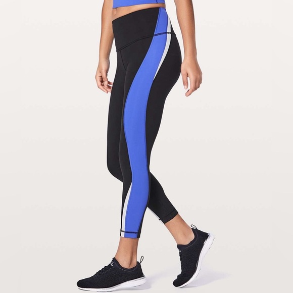 Lululemon Kick Serve Sweat Cropped Leggings 
Black / Blazer Blue / White Size 12 - Picture 1 of 2